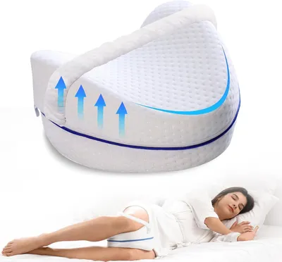 Produktbild von Beenkissen aus Memory-Schaum – Kissen zur Beinstützung – Für einen komfortablen Schlaf – Ergonomisch geformt – 25x25x15 cm – Weiß