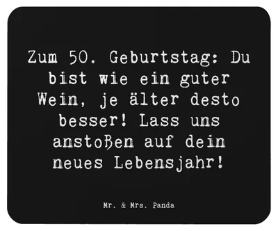Produktbild von Mr. & Mrs. Panda Mauspad Spruch 50. Geburtstag - Schwarz - Geschenk, Mouse Pad, Glückwunsch, Familie, pc, Alter, Geburtstagsgeschenk, guter Wein, mousepad, Wertschätzung