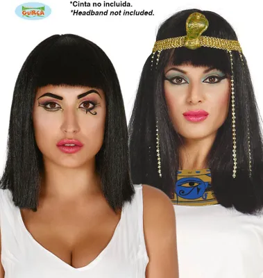 Produktbild von Ägyptische Göttin Cleopatra Perücke Halloween Ägypten Antike Vampir Göttinnen Look Ägyptische Königin Kleopatra Kostüm Antike Herrscherin Prachtvolle Eleganz Mythologie Halloween Party, Farbe: Schwarz