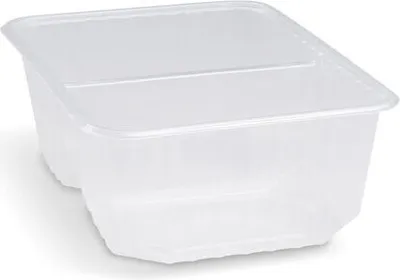 Produktbild von 50x Rechteckschalen 2-geteilt 186x133mm 1000ml PP klar für heiße Speisen