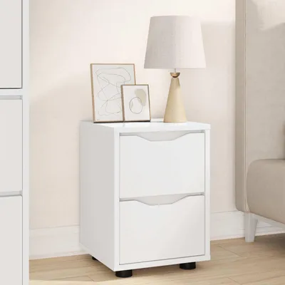 Obrázek produktu pro vidaXL Noční stolek se zásuvkami Bílý 30,5 x 30 x 43 cm Materiál na bázi dřeva