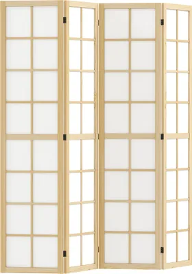 Produktbild von 4-teilig Paravent, Raumteiler, 160 x 170 cm Trennwand, Faltbarer Sichtschutz, Raumtrenner aus Bambus, Sichtschutzwand für Wohnzimmer, Schlafzimmer, Naturholz, 1,8 cm, 170 cm, 160 cm