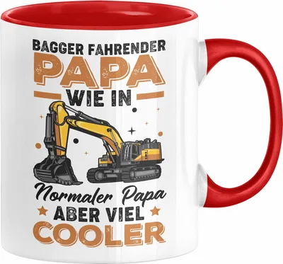 Produktbild von Baggerfahrer Papa Tasse Geschenk Baggerfahrender Papa Wie Ein Normaler Papa Aber Viel Cooler Geschenkidee Vatertag Baustelle (Rot)