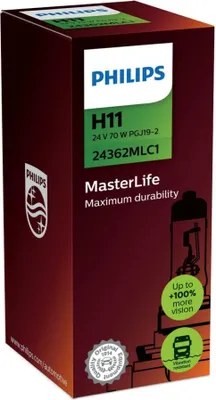 Obrázok produktu pre Philips MasterLife 24362MLC1, 70 W, 24 V, H11, Halogén, 3200 K, 1 kusov