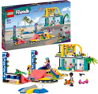 Produktbild von LEGO 41751 Friends Skatepark, Skateboard-Spielzeug für Mädchen und Jungen ab 6 Jahren, Mini-Puppen Spielset mit Roller und Rollstuhl, Geschenkidee
