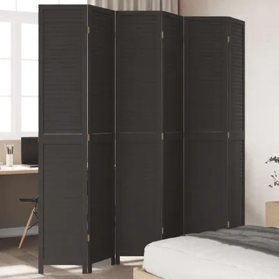Produktbild von Design 6-tlg. Raumteiler Schwarz Massivholz Paulownia, Raumteiler 2024 Neu