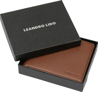 Produktbild von LEANDRO LIDO Classic Geldbörse | Kompakt & flach | Mit Kartenfächern, Scheinfach & Münzfach | Hochwertiges Kunstleder | braun | LL-15