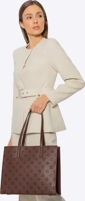 Immagine prodotto di Borsa shopping da donna Wittchen in ecopelle con caratteristico motivo goffrato marrone
