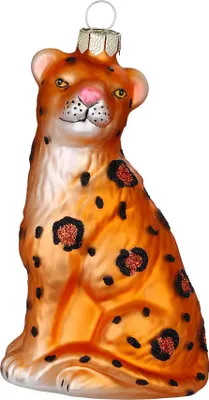 Produktbild von Christbaumschmuck Glas 11cm Leopard Figur Orange