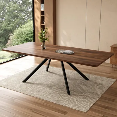 Produktbild von Esstisch ausziehbar 160-240 cm, Ausziehbarer Esstisch für 6-10 Personen, Esszimmertisch ausziehbar mit Metallgestell, Dining Table Esszimmer Tisch