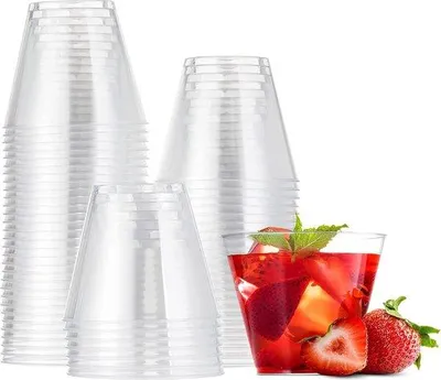 Produktbild von Transparenter Kunststoff Becher in Glasoptik, 8,9 cm Ø, 7,4 cm H, robust, wiederverwendbar, bruchsicher für Desserts & Cocktails