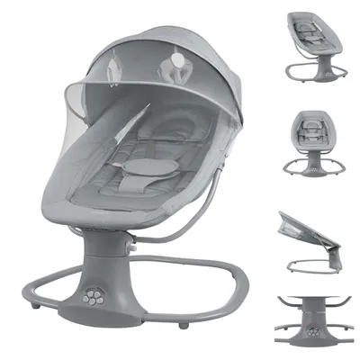 Produktbild von Kikkaboo Babywippe Winks 2 in 1 Stuhl, Moskitonetz, ​Timer, Musik, Fernbedienung braun