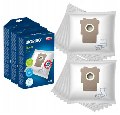 A product shot of vacuum cleaner bags and their packaging.