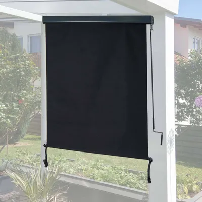 Image de Store vertical HWC-F42, store vertical pare-vue store extérieur enrouleur, protection UV 50 tissu ~ 250x140cm, noir