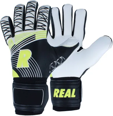 Produktbild von Real Support Torwarthandschuhe - Weiß / Schwarz / Neongelb  | Größe: 8