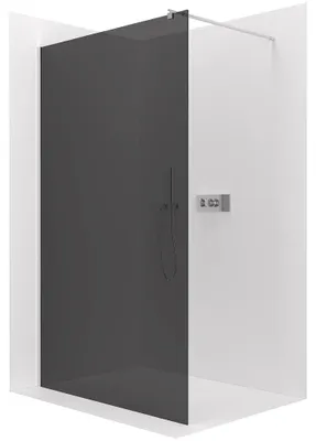 Obrázok produktu pre CERANO – Sprchový paravan Walk-in Onyx Round L/P – 8 mm – okrúhla opora – chróm, grafitové sklo – 150 × 200 cm