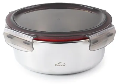 Zdjęcie produktu dla Lacor 64616 – Okrągły pojemnik na żywność Ecoinox, wykonany ze stali nierdzewnej...