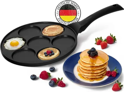 Produktbild von Ø26cm Pfanne für Pancakes Induktion Augenpfanne 3-fache Beschichtung Oladji Frying Pan 7-Lochpfanne Pfannkuchen Aluguss Bratpfanne Eierpfanne Mini Pfannkuchen