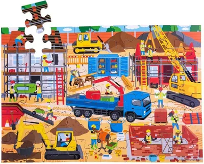 Produktbild von Bigjigs Toys Bodenpuzzle Baustelle 48 Teile
