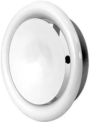 Zdjęcie produktu dla Wentylator sufitowy okrągły, metalowy, o średnicy 125 mm - do wentylacji powietrza, wyposażony w anemostat, dyfuzor i kratkę wentylacyjną