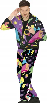Produktbild von Kostüm Outfit Sportler Bunter Trainingsanzug Trainingsanzug Disco Karneval 80er Jahre, M