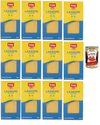 Produktbild von SCHÄR Senza Glutine Lasagna, Glutenfrei Pasta nudeln, gluten free pasta, 12x 250g + Italian Gourmet polpa 400g
