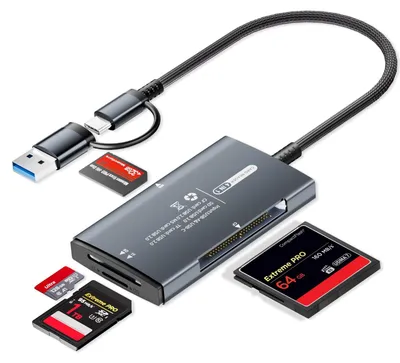 Obrázek produktu pro Čtečka SD karet 4 v 1: USB-A, USB-C, čtečka karet SD/Micro SD/MS/CF