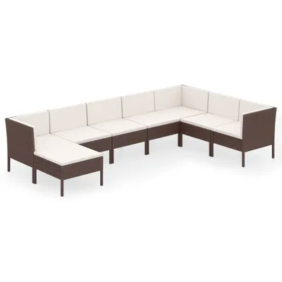 Produktbild von vidaXL 8-tlg. Garten-Lounge-Set mit Auflagen Poly Rattan Braun