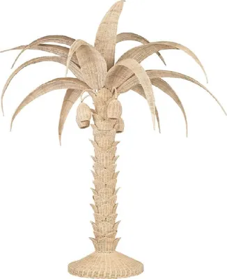 Image de Casa Padrino Lampadaire de luxe Palmier Naturel Ø 260 x H. 280 cm - Lampadaire en rotin au design de palmier - Lampadaire de salon - Luminaires de luxe - Lampadaires de luxe