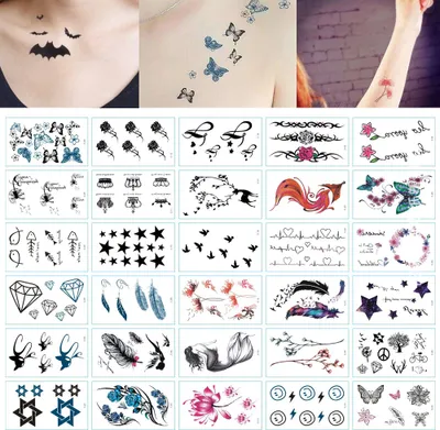 Obrázok produktu pre Dočasné tetovanie Tetovanie Body Art Malé listy Tetovacie nálepky Falošné tetovanie na ruky Nálepky pre mužov ženy (30 listov)