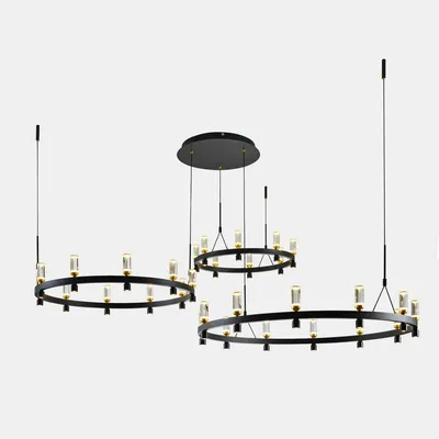 Produktbild von Italux PND-83812-60 Almelo Pendelleuchte LED D1870mm 137,6W/5347lm 3000K schwarz, gold
