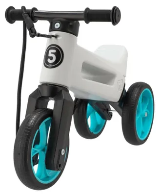 Zdjęcie produktu dla Rower biegowy FUNNY WHEELS Rider SuperSport biały/turkusowy 2 w 1 + pasek, wysokość siodełka 28/30 cm, nośność 25 kg, od 18 miesięcy, w torbie