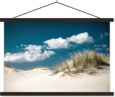 Produktbild von MuchoWow® Textilposter Strand - Dünen - Gras 60x40 cm mit schwarzem Rahmen - Hölzernes