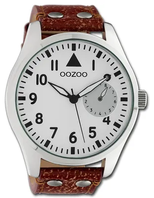 Imagen del producto de Reloj de pulsera Oozoo para mujer y hombre, correa de cuero marrón, movimiento de cuarzo, esfera analógica, modelo D3UOC10325