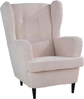Produktbild von Ohrensessel - Beige - Schwarz - Webstoff - Holzfüße