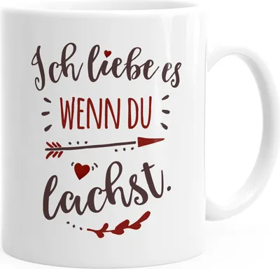 Produktbild von Kaffee-Tasse Ich liebe es wenn du lachst Liebes-Geschenk Freund Freundin Geschenkidee Weihnachten Valentinstag Moonworks® uni - weiß Keramik-Tasse