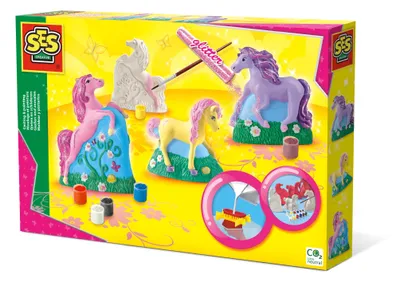 Produktbild von SES Creative 01356 Gips Gießen - Magische Pferde, Bastelset für Kinder, Guss-/Mal-Set für Kinder, 5 Jahr(e), Mehrfarbig