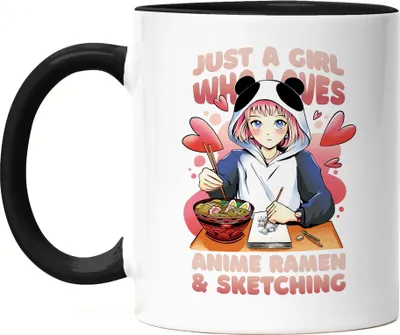 Produktbild von Just A Girl Who Loves Sketching And Anime Ramen Tasse Schwarz Otaku Baka Manga Comic Geschenkidee Fans