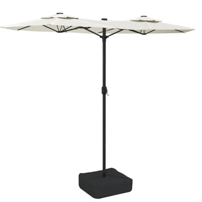 Immagine prodotto di vidaXL Ombrellone doppio con luci LED bianco sabbia 316x145 cm