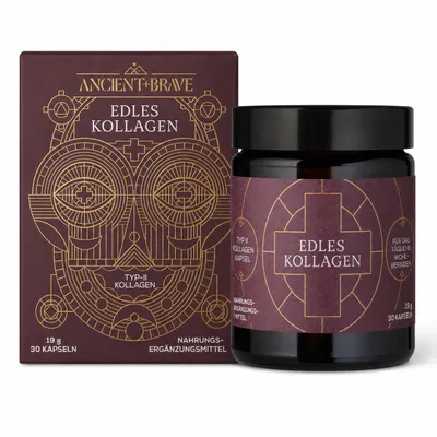 Produktbild von Ancient + Brave Noble Kollagen – Typ 2 Kollagen Kapseln – angereichert mit Vitamin C, Boswellia Serrata & Mangan – Glutenfrei, Sojafrei, 30 Kapseln