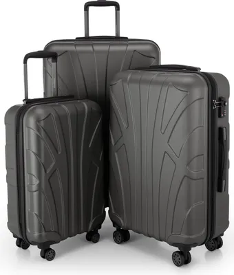 Immagine prodotto di Suitline - Set di 3 valigie a rotelle valigia rigida 4 ruote bagaglio a mano trolley e valigia da stiva valigia da viaggio espandibile Set di valigie da viaggio valigia rigida ABS, TSA, Grafite