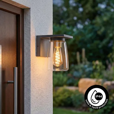 Produktbild von Schluderbach moderne Wandlampe aus Metall/Glas in Anthrazit/Klar