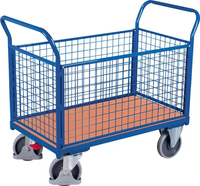 Produktbild von Gitter-Transportwagen, Vierwand - Tragkraft 400 kg - Ladefläche 450 x 850 mm (BxT) - Drahtgitterwände