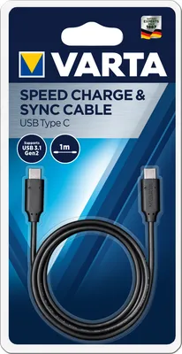 Zdjęcie produktu dla Varta 57947, 1 m, USB C, USB C, USB 3.2 Gen 2 (3.1 Gen 2), Czarny