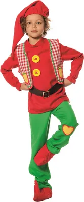 Produktbild von L3101000-116 rot-grün Kinder Zwergen Kostüm Wichtelanzug Gr.116