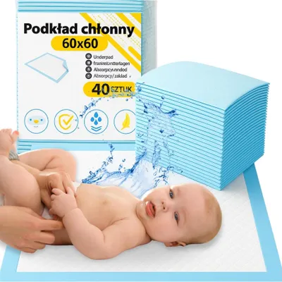 Obrázok produktu pre 60x60 popôrodné hygienické podložky na prebaľovanie na posteli, absorpčné podložky