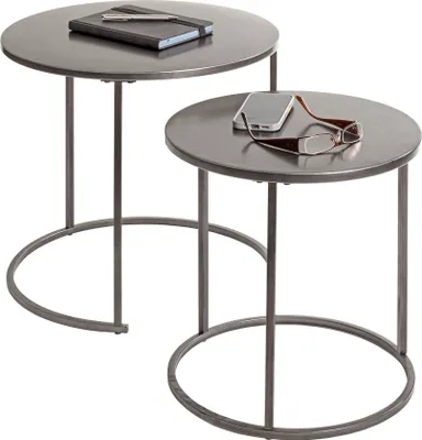 Produktbild von HAKU Beistelltisch Couchtisch 2er Set anthrazit - Metall, B/H/T: 40/50x43/48x40/50 cm