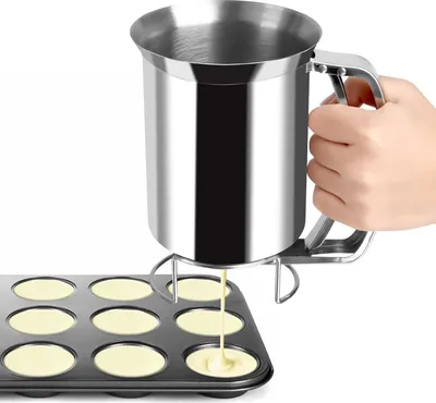 Produktbild von Handgefertigter RVS-Deegdispenser 800 ml für Pannenkoeken, Desserts und Wafeln