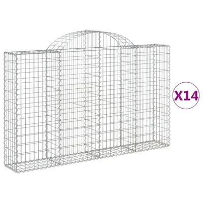 Produktbild von Gabionen mit Hochbogen 14Stk. 200x30x120/140cm Verzinktes Eisen