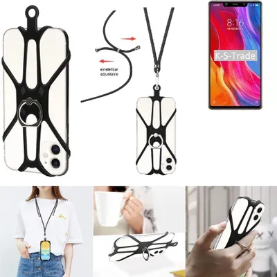 Produktbild von K-S-Trade 3in1 Handykette Handyband Handykordel Halsband Smartphone-Ring Handy-Ring kompatibel mit Xiaomi Mi 8 SE Fingerhalterung Handyring